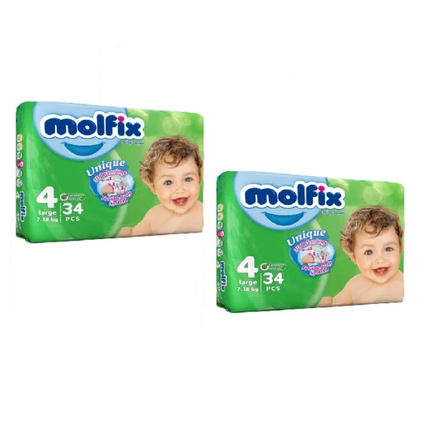 پوشک بچه مولفیکس سایز 4 کد PK02434 بسته 34 عددی مجموعه 2 عددی - تصویر 1